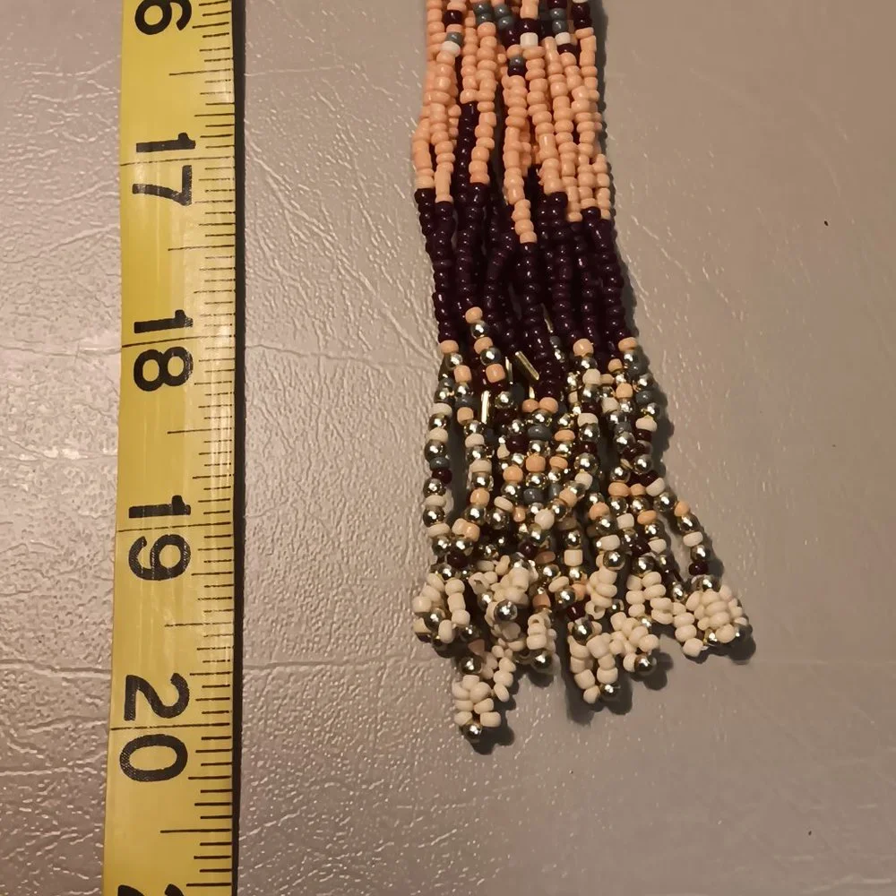 Bogot multicolor seed bead matching jewelry set tassel necklace & earrings - NWT